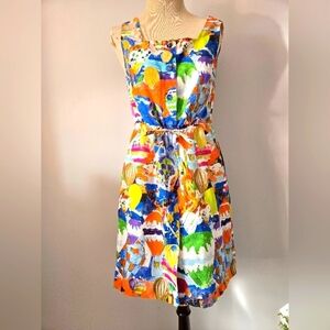 Maloka Hot Air Balloon Painted Sleeveless Midi Dress. Size Small